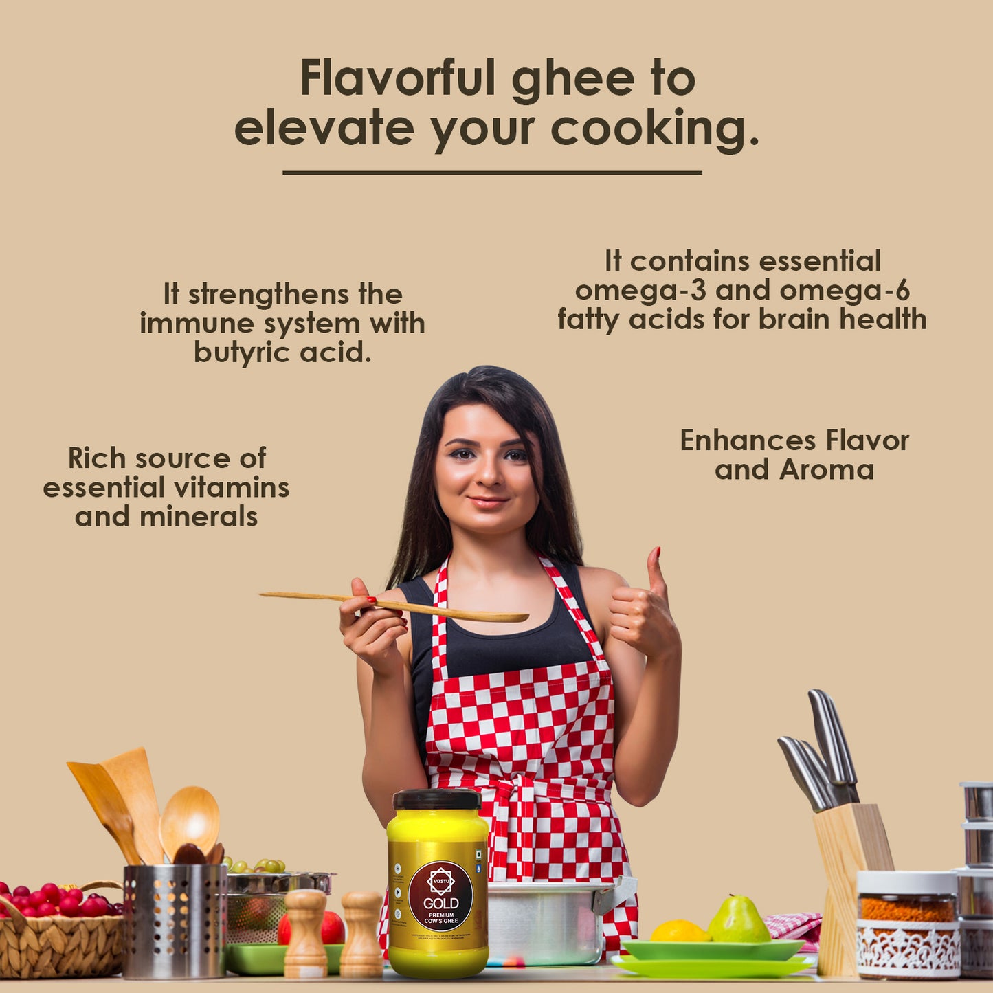 Vastu Cows Gold Ghee Jar Combo (Pack of 2)