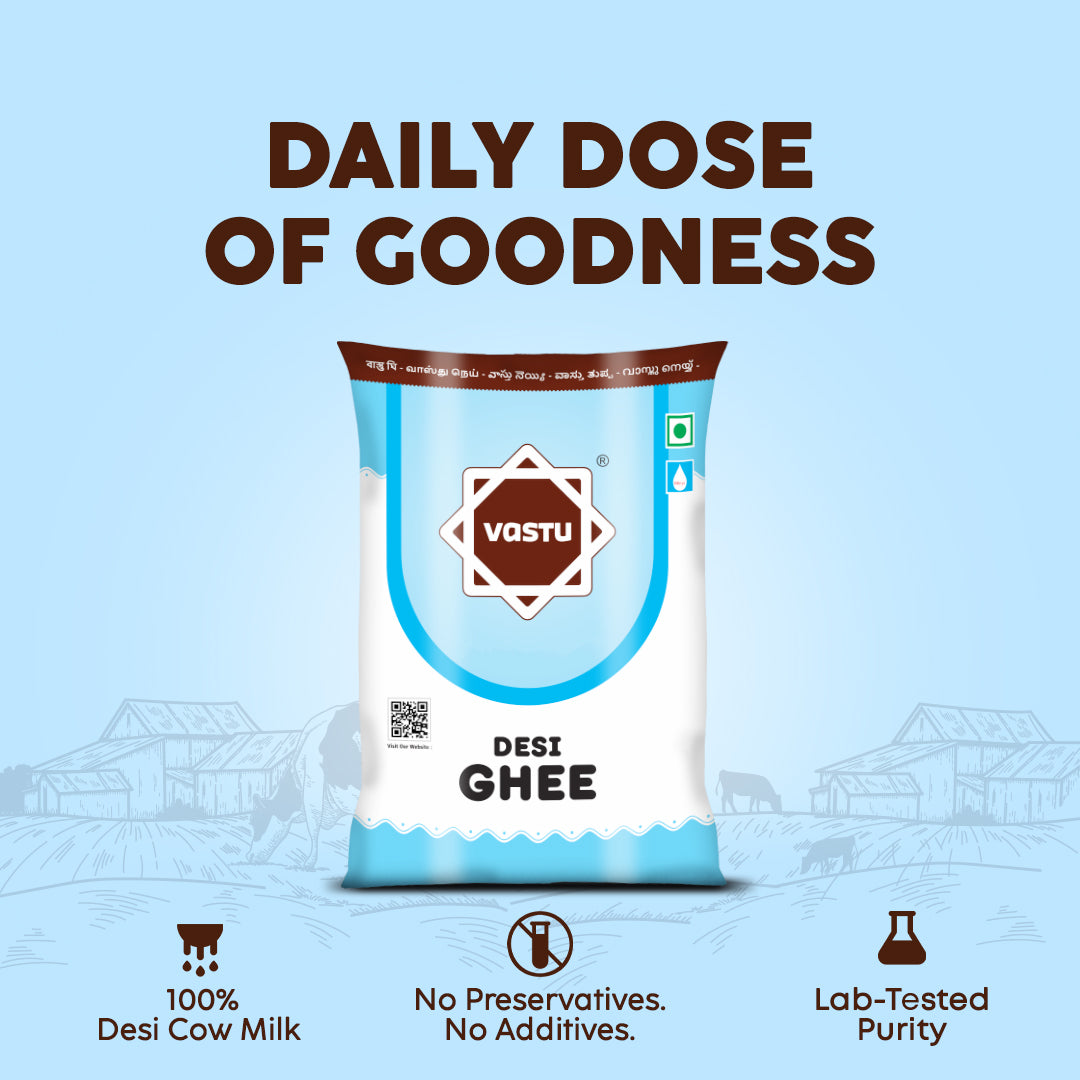 
                  
                    Vastu Desi Ghee Plastic Pouch (Pack of 1)
                  
                