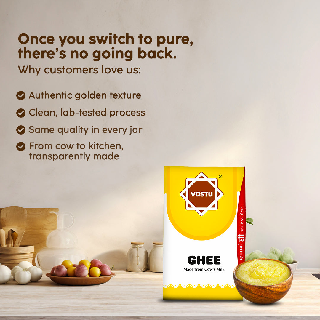 
                  
                    Vastu Cow Ghee Tetrapack(Sikka Pack) Combo-(Pack of 2)
                  
                